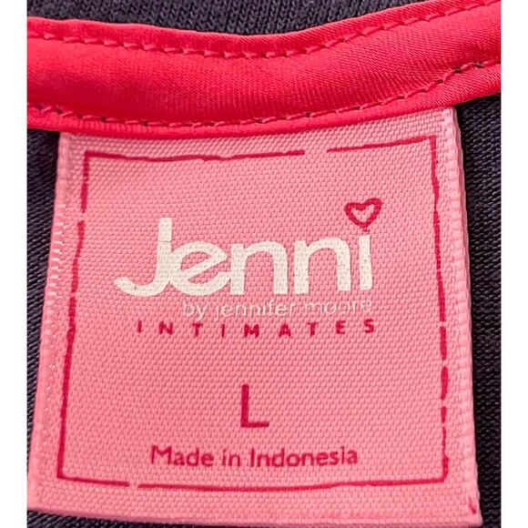 JENNI INTIMATES SHORT SLEEVE SLEEPWEAR TOP, WOMENS, L, DARK PURPLE WHITE RED - Picture 9 of 11